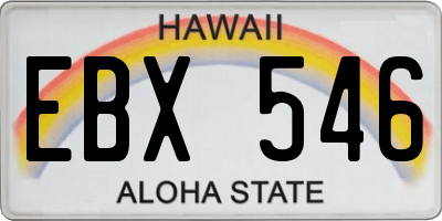 HI license plate EBX546