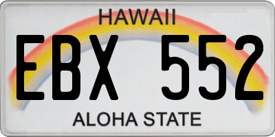 HI license plate EBX552