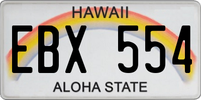 HI license plate EBX554