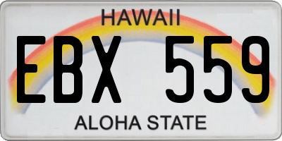 HI license plate EBX559