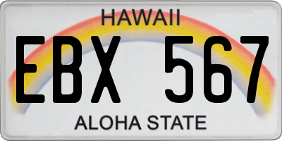 HI license plate EBX567