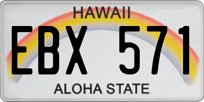 HI license plate EBX571