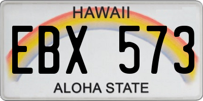 HI license plate EBX573