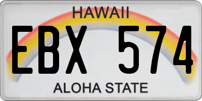 HI license plate EBX574