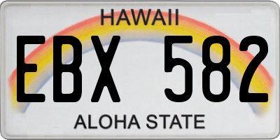 HI license plate EBX582