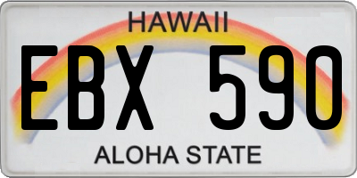 HI license plate EBX590