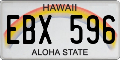 HI license plate EBX596