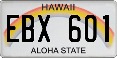 HI license plate EBX601