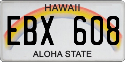 HI license plate EBX608
