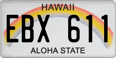 HI license plate EBX611