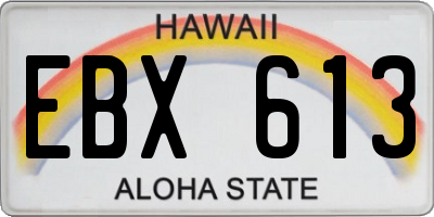 HI license plate EBX613