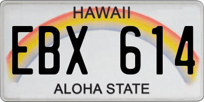 HI license plate EBX614