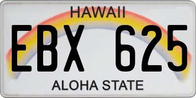 HI license plate EBX625