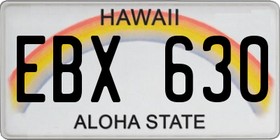 HI license plate EBX630