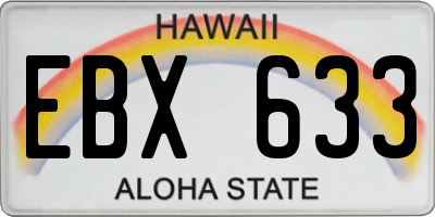 HI license plate EBX633