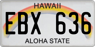 HI license plate EBX636