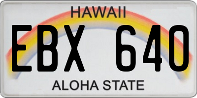 HI license plate EBX640