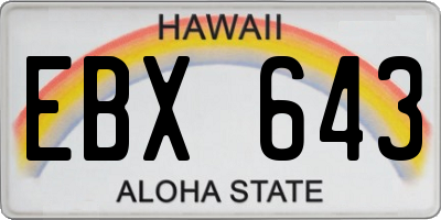 HI license plate EBX643
