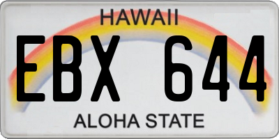 HI license plate EBX644