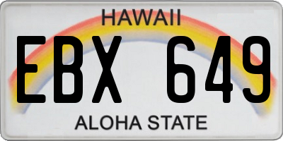 HI license plate EBX649