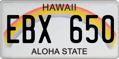 HI license plate EBX650