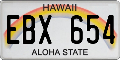 HI license plate EBX654