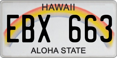 HI license plate EBX663