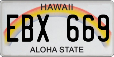 HI license plate EBX669