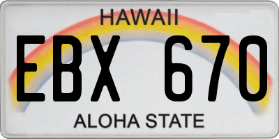 HI license plate EBX670