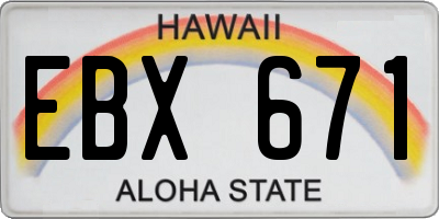 HI license plate EBX671