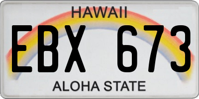 HI license plate EBX673