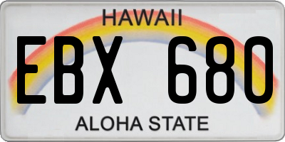 HI license plate EBX680