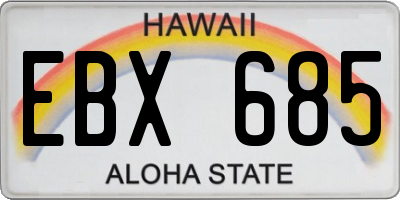 HI license plate EBX685