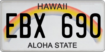 HI license plate EBX690