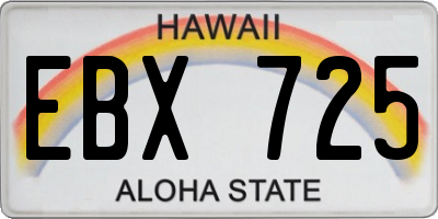 HI license plate EBX725