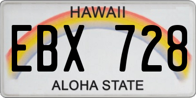 HI license plate EBX728