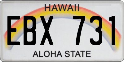 HI license plate EBX731