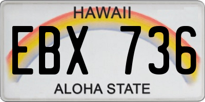 HI license plate EBX736