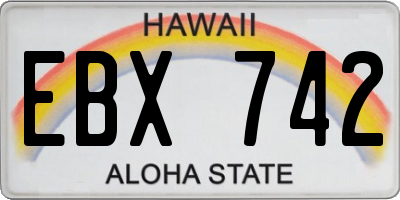 HI license plate EBX742