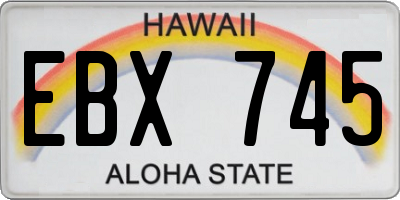 HI license plate EBX745