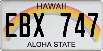 HI license plate EBX747