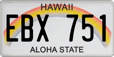 HI license plate EBX751