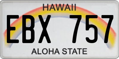 HI license plate EBX757