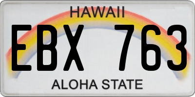HI license plate EBX763