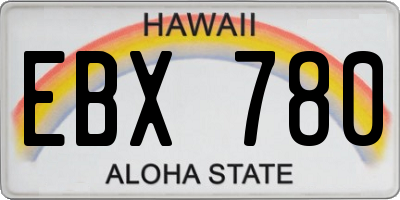 HI license plate EBX780
