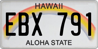 HI license plate EBX791