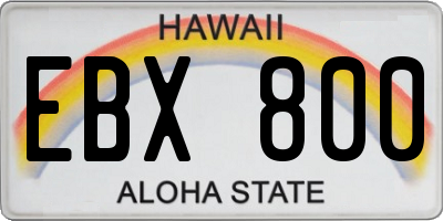 HI license plate EBX800