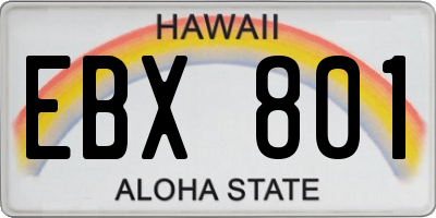 HI license plate EBX801
