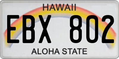 HI license plate EBX802