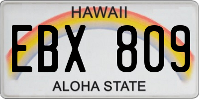 HI license plate EBX809